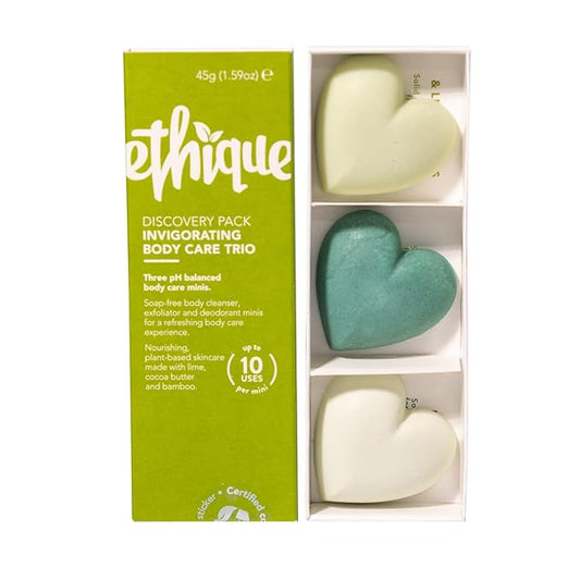 Ethique Body Care Gift Set - Cleanser, Polish & Deodorant, Gifts for women - Plastic-Free, Vegan, Cruelty-Free, Eco-Friendly, 3 Travel Bars 1.59 oz (Pack of 1)-BrightBean Baby