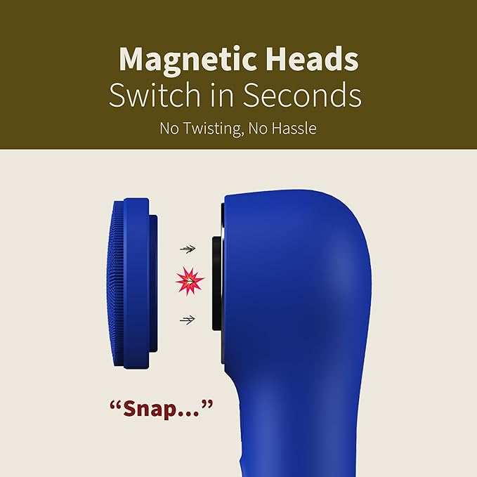 Premium Facial Cleansing Brush,Waterproof Face Scrubber,Spin & Sonic Modes with 3 Intensities,Magnetic 3-Head System for Deep Pore Cleaning, Gentle Exfoliation & Sensitive Skin Care - for Women & Men-BrightBean Baby