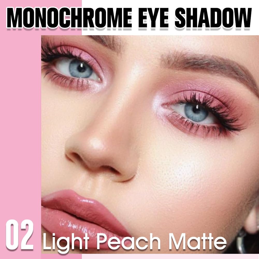 Single Matte Eye Shadow Palette Makeup, Light Peach Matte Eyeshadow for Women, Monochrome Eye Shadow Makeup, Pigmented Waterproof Sombras Para Ojos, Vegan, Talc, Paraben & Cruelty Free, 02-BrightBean Baby