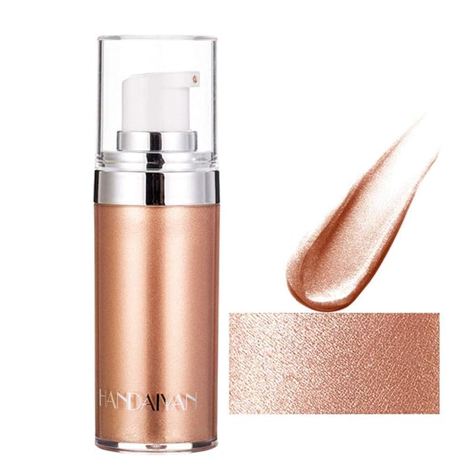 Body Face Luminizer Highlighter Cream Spray Liquid Bronzer Illuminator Glow Glistening Makeup Foundation Cheekbone & Blush Liquid Highlighter Bronzer Smooth Shimmer Glow Makeup(#2 Rose Gold)-BrightBean Baby