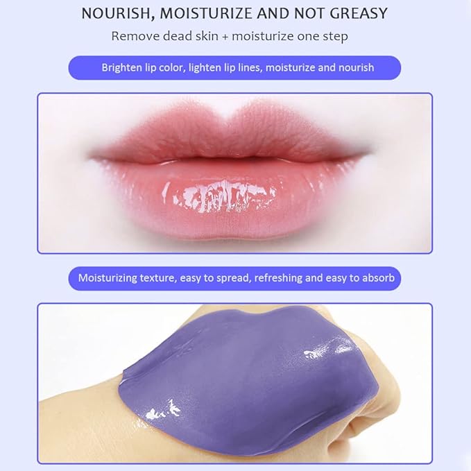 20Pcs Moisturizing Lip Mask, Lip Sleep Mask Reduces Lip Lines and Restores Moisture, Lip Mask Effectively Nourishes the Lip Skin, Gel Treatment Lip Masks Plumping Lips Mask Lip Care Products (Purple)-BrightBean Baby