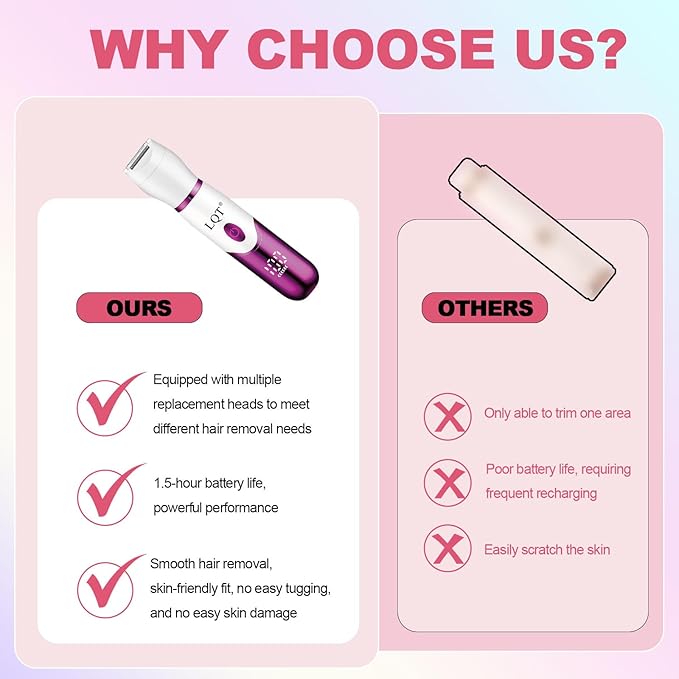 Electric Bikini Trimmer for Women,Led Power Display Removal for Body Nose Hair Trimmer Face Shavers Eyebrow Legs Armpit Bikini Area Pubic Underarms Rechargeable Portable 4 in 1 Womens Razors Set-BrightBean Baby