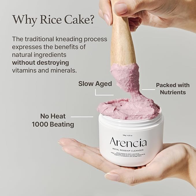 Rosehip Brightening Rice Mochi Face Cleanser & Daily Scrub - Moisturizing, Exfoliating & Deep-Cleansing - All Skin Types with Rice Powder & Rice Water (4.23oz)-BrightBean Baby