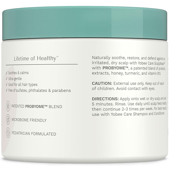 Yobee Ultra Gentle Soothing Scalp Mask - Dry Scalp Treatment Hair Mask Safe For Sensitive Baby Skin - Probiotic Infused - For Sensitive Scalp & Cradle Cap - For Babies, 4 fl oz-BrightBean Baby