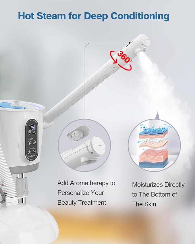 Kingsteam Professional Hot and Cold Facial Steamer，Nano Water Mist, Large Capacity Steam, 30 Min Timer, Deep Cleansing, Designed for Beauty Salon, Skin Clinic, Professional Salon, Home-BrightBean Baby