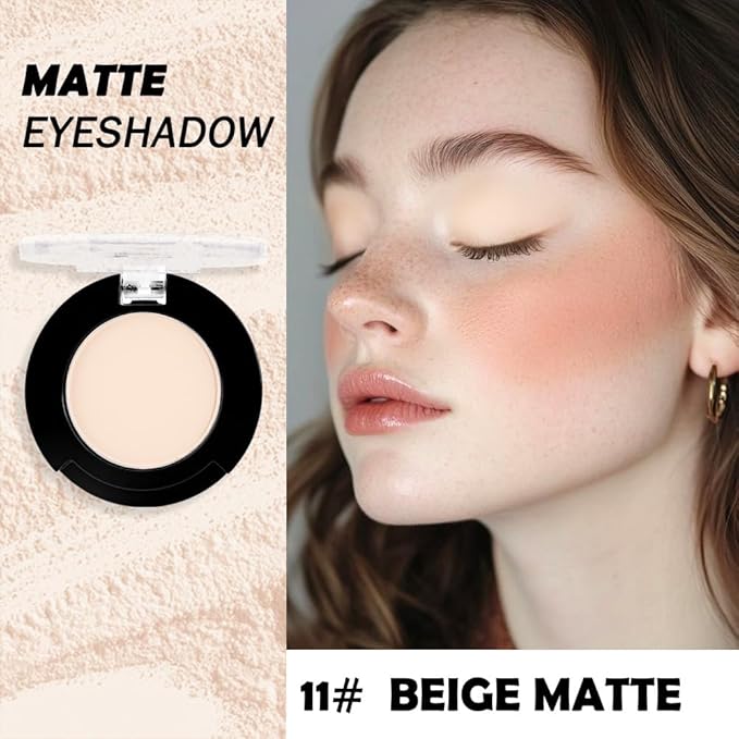 Single Matte Eyeshadow Makeup Palette, Neutral Beige Nude Eyeshadows Singles, Monochrome Eye Shadow Palette Makeup for Women, de sombras de ojos, Highly Pigmented Daily Evening Girls Eyeshadow-BrightBean Baby