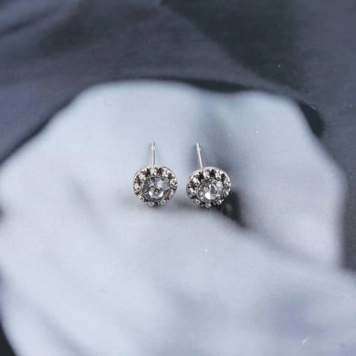 Boho Tiny Crystal Square Earrings Silver Cz Square Earrings Cz Rhinestone Square Stud Earrings Silver Geometric Earrings Jewelry for Women and Girls-BrightBean Baby