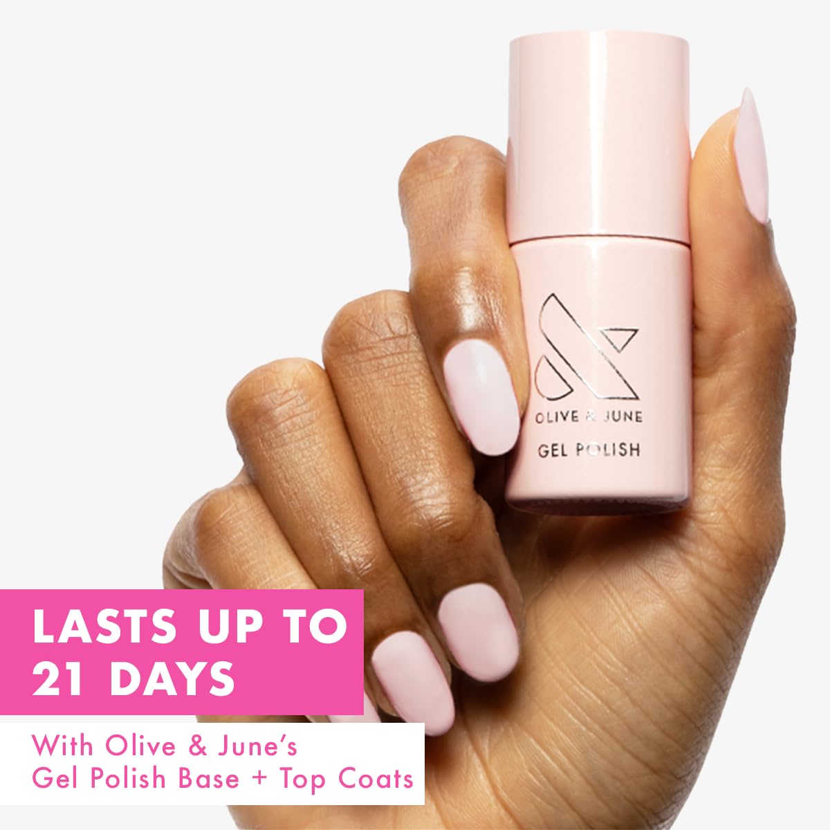 Olive & June Gel Polish | UV LED Nail Lamp Needed | Long Lasting Formula | Up to 21 Days of Wear | Damage-Free Removal | Salon-Quality Manicure, Pedicure at Home | GH | Baby Pink-BrightBean Baby