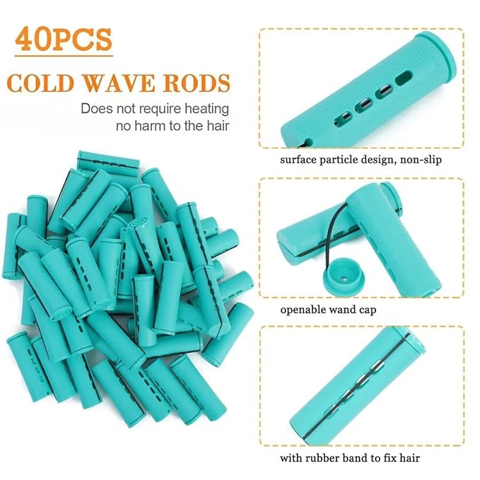 YOROSTAR 40pcs Green Plastic Perm Rods Set for Natural Hair, Large Hair Curling Rods for Women Hair DIY Hairdressing Tools-BrightBean Baby