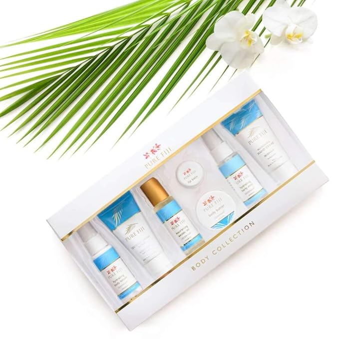 Pure Fiji Body Collection 7pacs- Bath and Body Gift Set Include - Body Mist,Coconut Crush, Body Oil, Body Butter, Soap, Body Lotion, Hand Creme - Travel Size, Scent Coconut-BrightBean Baby