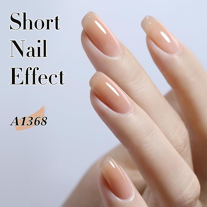 Double Rhythm 0.5Oz Translucent Gel Polish Sheer Neutral Natural Light Milky Same Color Same Bottle 15ML Jelly Art DIY at Home (Neutral Nude Pink-A1368)-BrightBean Baby