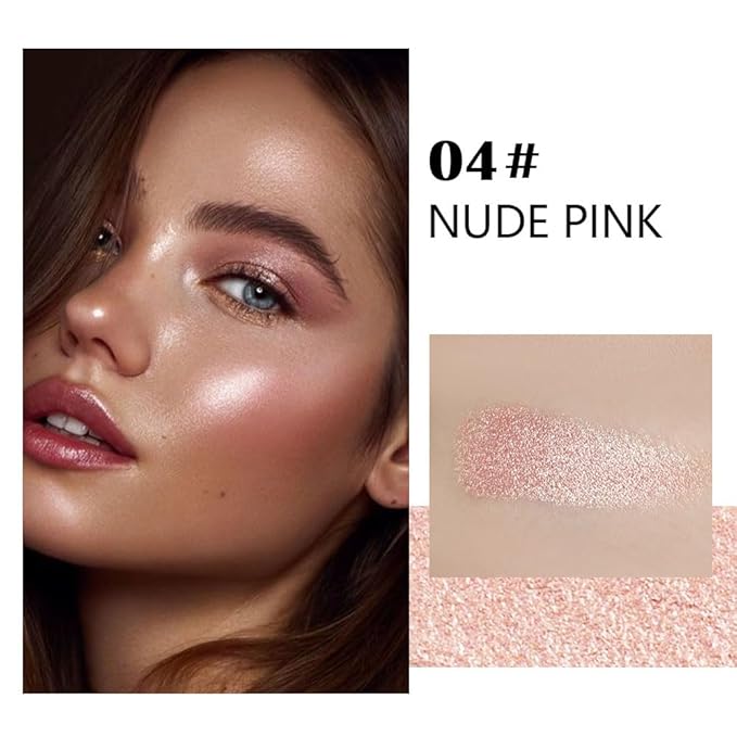 evpct Nude Pink Face Highlighter Makeup Shimmer Glitter Diamond Sparkly Highlighters Makeup Palette Powder for Face Body Cheek Skin iluminadores iluminador de jos maquillaje luminizers E04-BrightBean Baby
