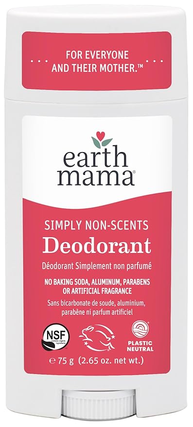 Earth Mama Simply Non-Scents Deodorant | Fragrance-free + Safe for Sensitive Skin, Pregnancy and Breastfeeding, Contains Organic Calendula and Coconut Oil, No Baking Soda or Aluminum, 2.65-Ounce-BrightBean Baby