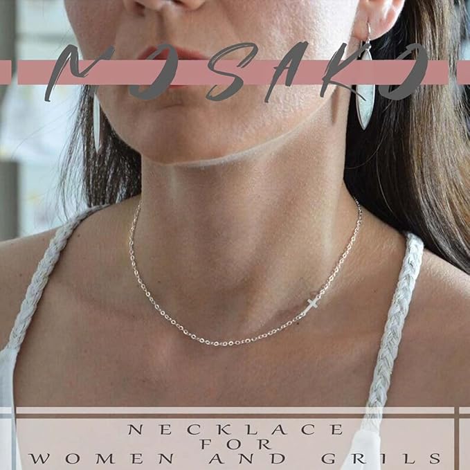 Dainty Cross Pendant Necklace Choker Necklace Chain Christian Necklaces Jewelry for Women and Girls-BrightBean Baby