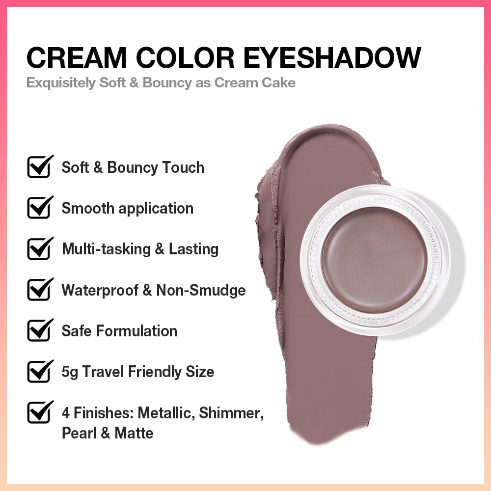 Kaely Single Cream Eyeshadow Pot, Espresso Matte Eye Shadow for Older Women High Pigmented Waterproof, Natural Eyeshadow Palette Makeup Brightener, sombras en crema para ojos, Blendable, 715-BrightBean Baby