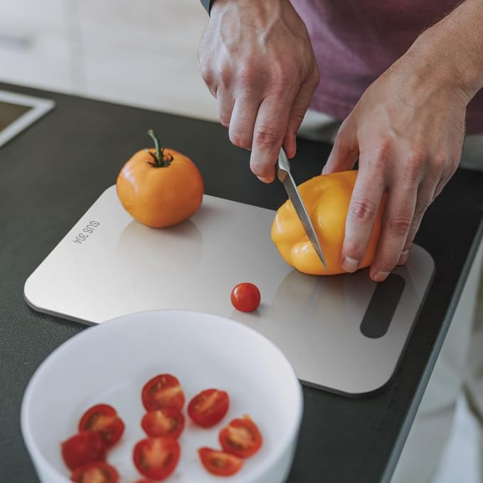 3 Pcs Stainless Steel Cutting Board for Kitchen 304 Steel Chopping Dishwasher Safe Metal Cutting Board Set for Kitchen Meat Fruit Vegetable (13.4"x9",11.8"x7.9",9.5"x6")