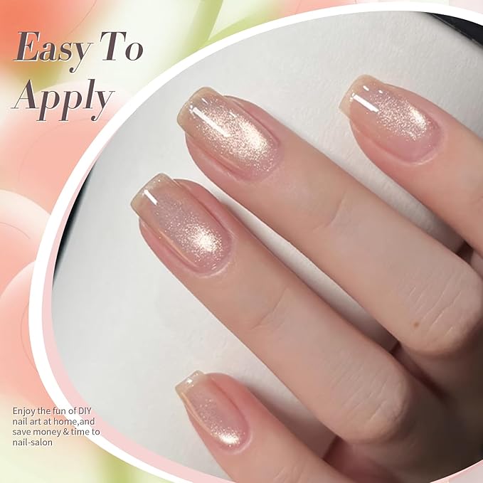 Born Pretty Cat Magnetic Eye Gel Nail Polish Spring Summer Pastel Shimmer Glitter Holographic Cat Magnetic Eye Gel Crystal Glass Cat Magnetic Gel Polish Manicure Nail Art DIY at Home 6PCS-BrightBean Baby