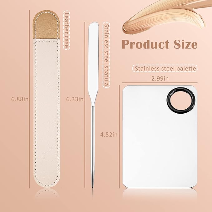DAGEDA Stainless Steel Makeup Spatula Set, Makeup Mixing Palette Make up Spatula Tool, Foundation Spatula Makeup Foundation Mixing Pigment Palette, Cosmetic Spatula Foundation Palette Make up Tool-BrightBean Baby