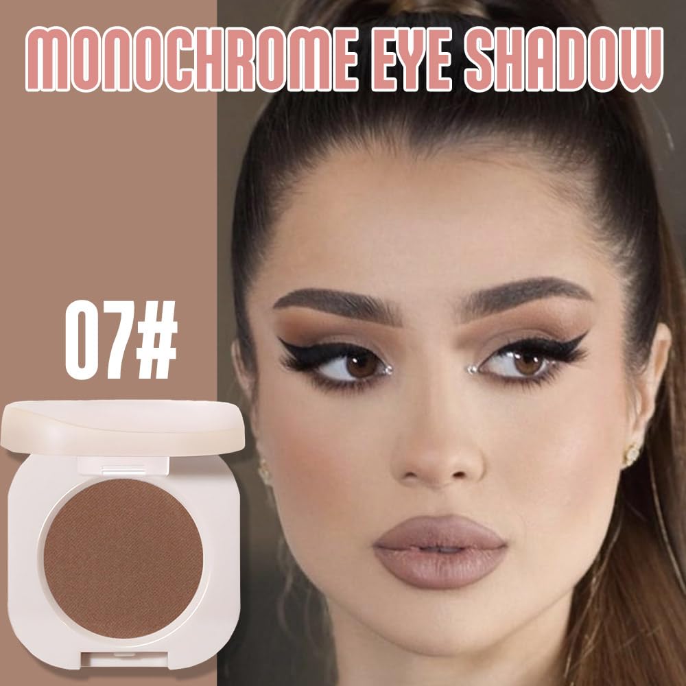 Single Nude Coffee Brown Matte Eyeshadow,Bright Intense Monochrome Eye Shadow,Apply Makeup Easily,Matte Pressed Powder Single Eyeshadow,24 Hour Eye Makeup Longwear Waterproof-BrightBean Baby