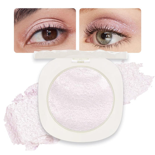 Light Pink Cream Glitter Shimmer Metallic Eyeshadow Palette Makeup, Natural Single Mini Instant Holographic Eyeshadow For Women, Sombras Crema Para Ojos, Talc, Paraben & Cruelty Free-BrightBean Baby