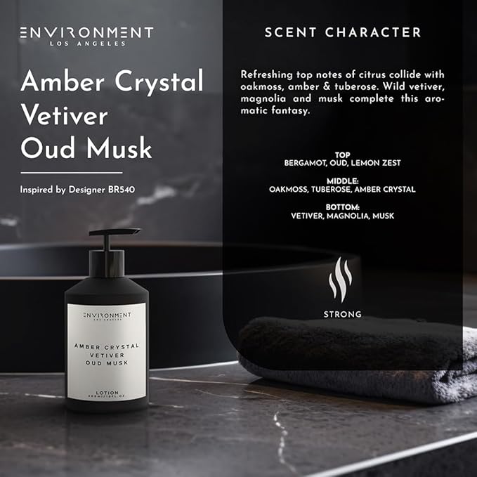 ENVIRONMENT Inspired by Designer Perfume BR540 Lotion, 300ml Luxury Scented Lotion (Amber Crystal | Vetiver | Oud Musk) Bathroom Luxury, Men & Women High-End Body Lotion, Hand Cream, Dry Skin Help-BrightBean Baby