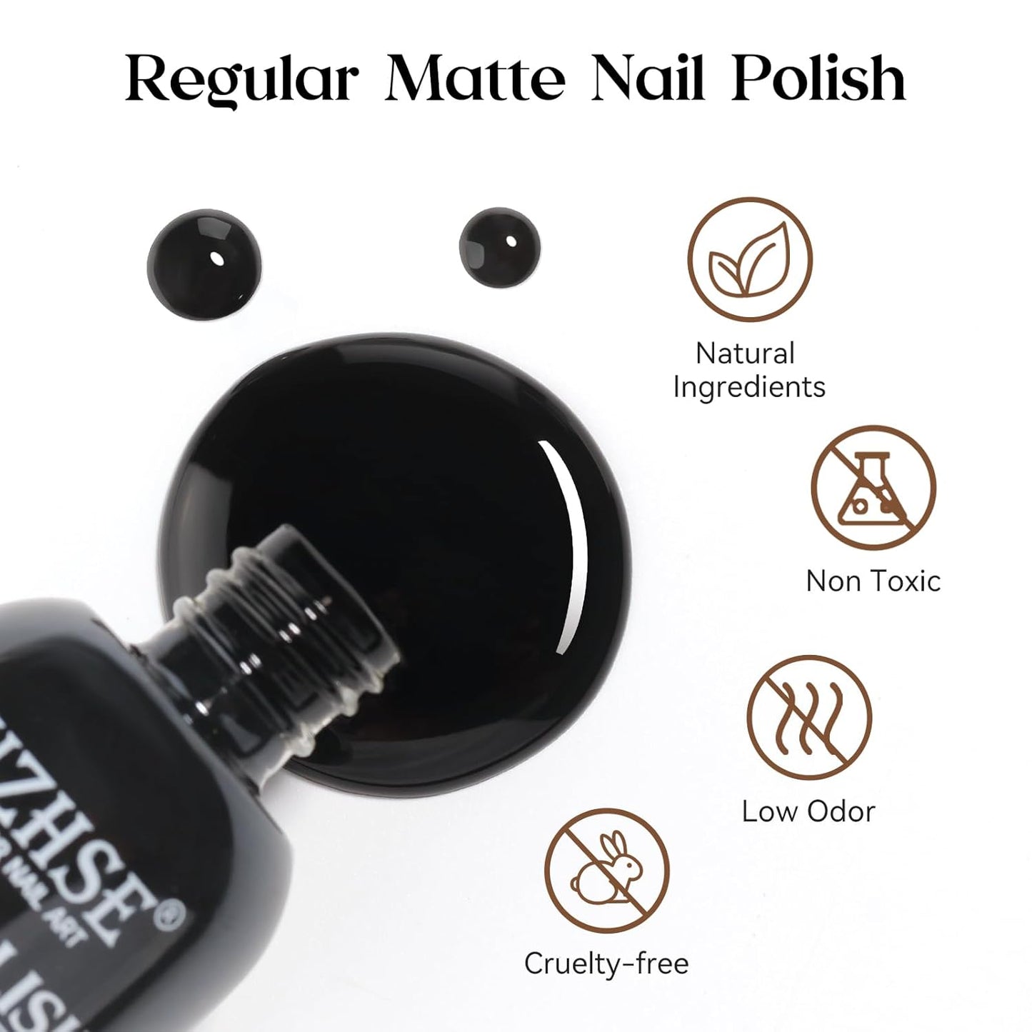 MIZHSE Matte Black Nail Polish, Quick Dry Velvet Black Nail Polish, Non-Gel Air Drying Fast 15 ml Regular Glossy Shiny Finish Nail Lacquer, Full Coverage Nail Art Manicure DIY Home-BrightBean Baby