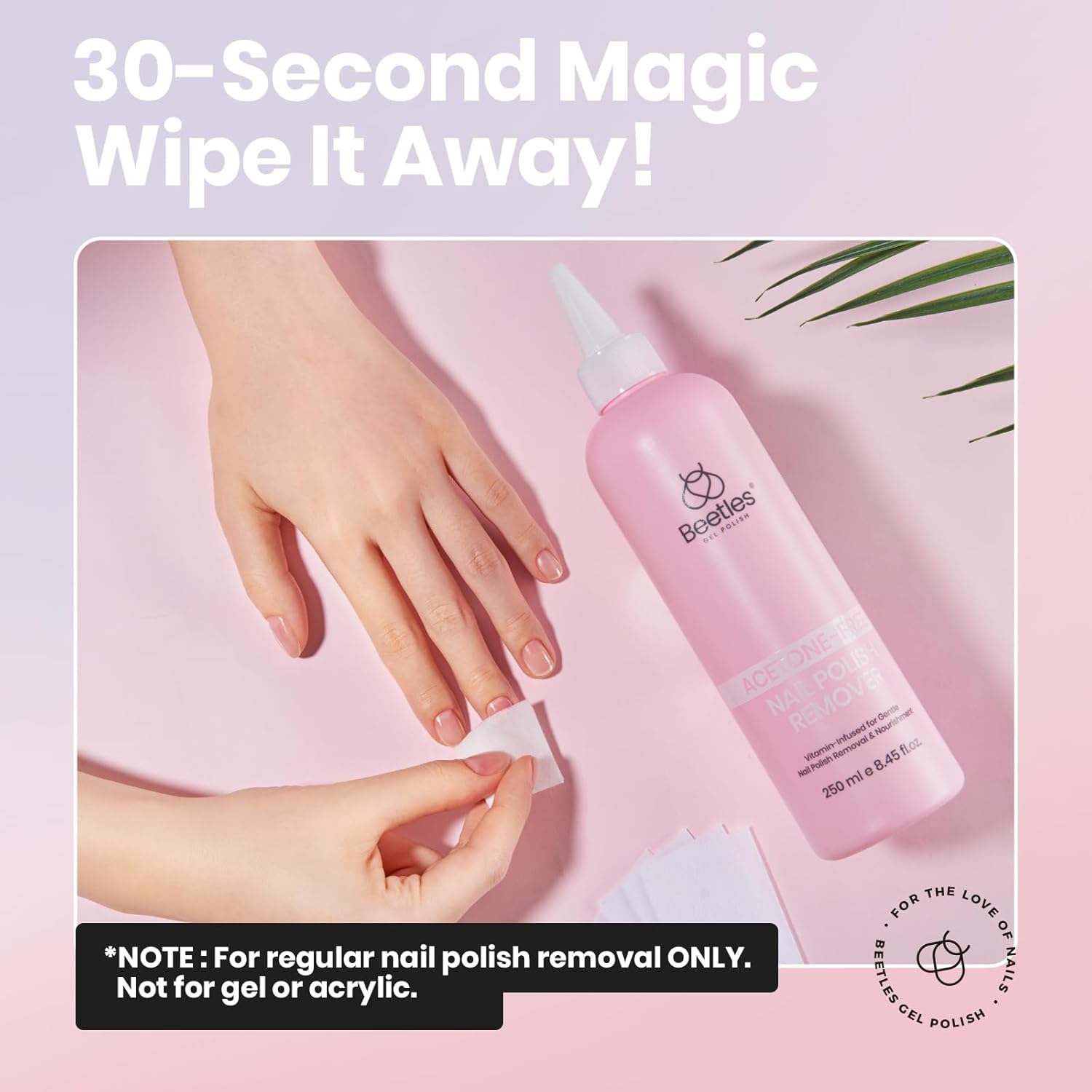 Beetles Non Acetone Nail Polish Remover - 0.67Fl Oz/20ML Nourishing Formula Acetone Free Nail Polish Remover - Non-Drying - Professional Quick and Gentle Removal for Natural Damaged Nails-BrightBean Baby