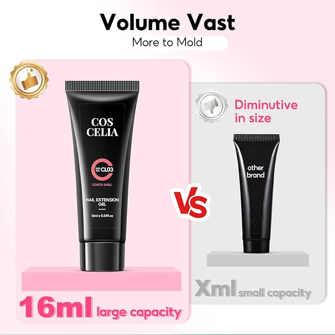 COSCELIA Poly Nail Gel Kit Starter Kit with U V Lamp 3PC Coscelia Poly Extension Gel for Beginners Clear Pink White Nail Art Quick Building Gel Manicure Kits Gift for Women DIY at Home-BrightBean Baby
