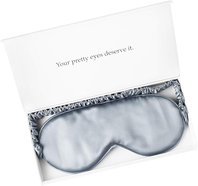 Silk Sleep Mask Light Blocking Luxury 19mm Silk Eye Mask 100% Mulberry Eye Cover Blindfold Ultra Soft Light and Comfy Anti Aging Skin Care with Travel Bag Gift Package-BrightBean Baby