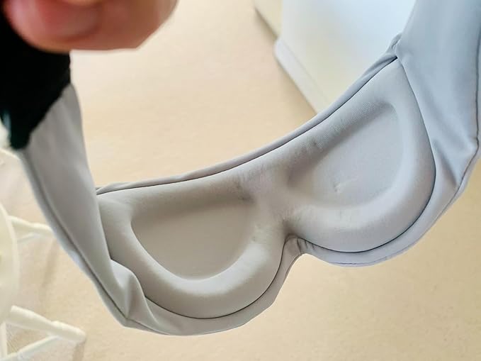 ALASKA BEAR Sleep Mask for Side Sleepers Patented Design, Cup-Shaped and Extra-Soft, 100 Blackout Eye Mask Shades Cover for Men and Women Home or Travel, Machine Washable, Pale Grey-BrightBean Baby