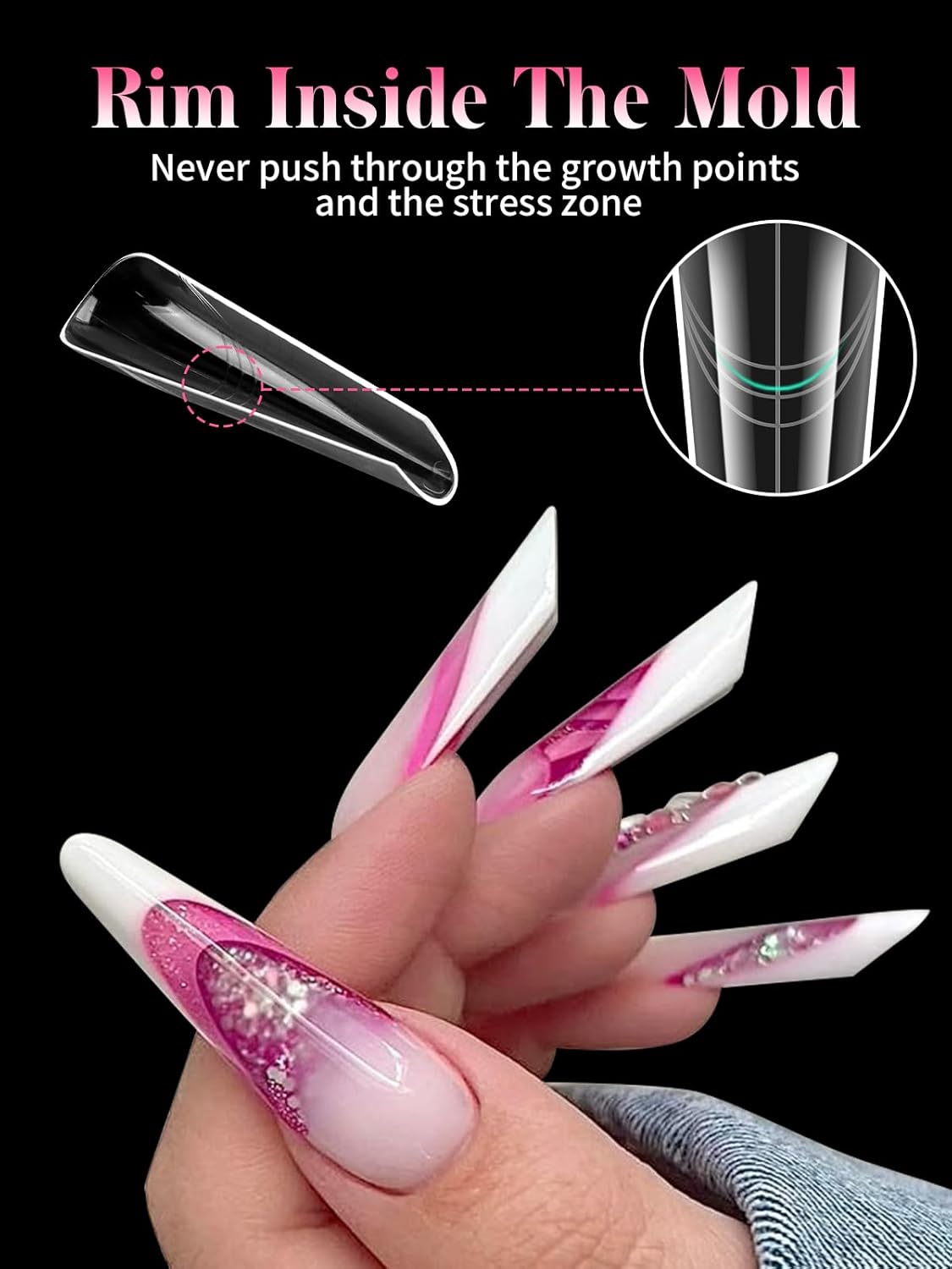 EBANKU Dual Nail Forms for Poly Extension Gel, 150 PCS Clear Coffin Nail Molds Reusable 15 Sizes Nail Extension Forms for Builder Gel Manicure Design Salon DIY-BrightBean Baby