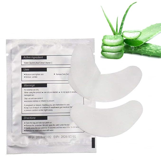 Eyelash Extension Eye Pad, 100 Pairs Under Eye Pads, Lint Free DIY False Lash Extension Beauty Makeup Hydrogel Gel Eye Patches with Transparent Cosmetic Bag-BrightBean Baby