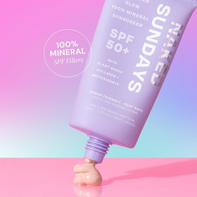 Naked Sundays SPF 50 Daily Facial Moisturizer, All-in-one Mineral Sunscreen, Face Lotion, Makeup Primer with Broad Spectrum UVA/UVB + Zinc Oxide, 50ml-BrightBean Baby