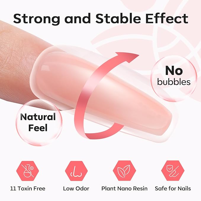 Modelones Poly Extension Gel Nail Kit, 6 Colors Pink Nude with 48W U V/LED Lamp Slip Solution 3D Bow Pearl Charms Decoration Rhinestone Glitter Tools for Manicure Beginner Starter Kit DIY at Home-BrightBean Baby