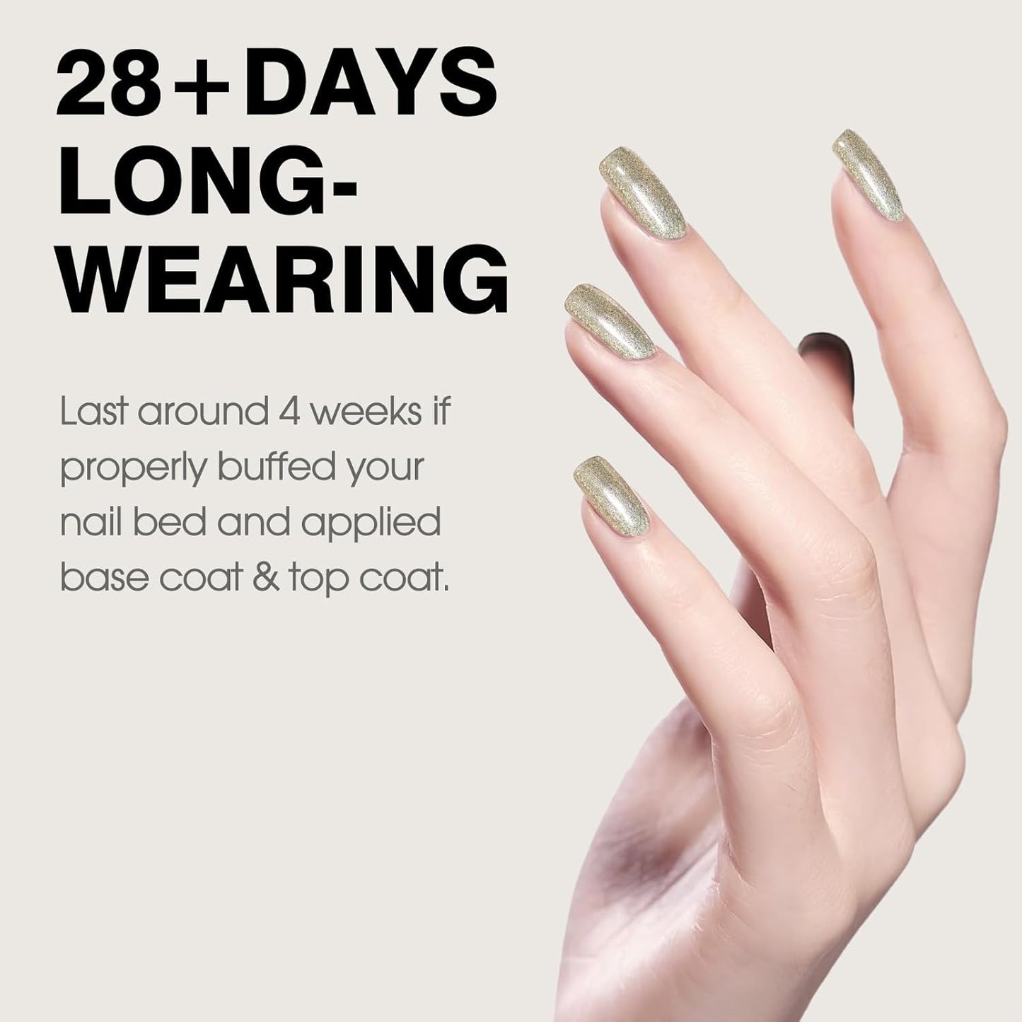 CANNI Champagne Gold Glitter Gel Polish – 9ML Sparkly Soak-Off UV/LED Gel Nail Polish, Shiny Metallic Finish for French Manicure, DIY or Salon Use-BrightBean Baby