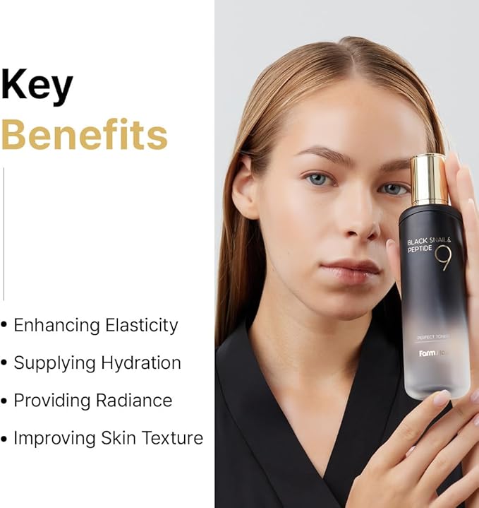 Farmstay Black Snail & Peptide 9 Perfect Toner, Snail Mucin Toner for Elastic & Glow Skin, Moisturizing & Anti-Aging, Smooths & Refine Skin Texutre, Korean Skin Care, for Women & Men, 4.05 Fl. Oz-BrightBean Baby