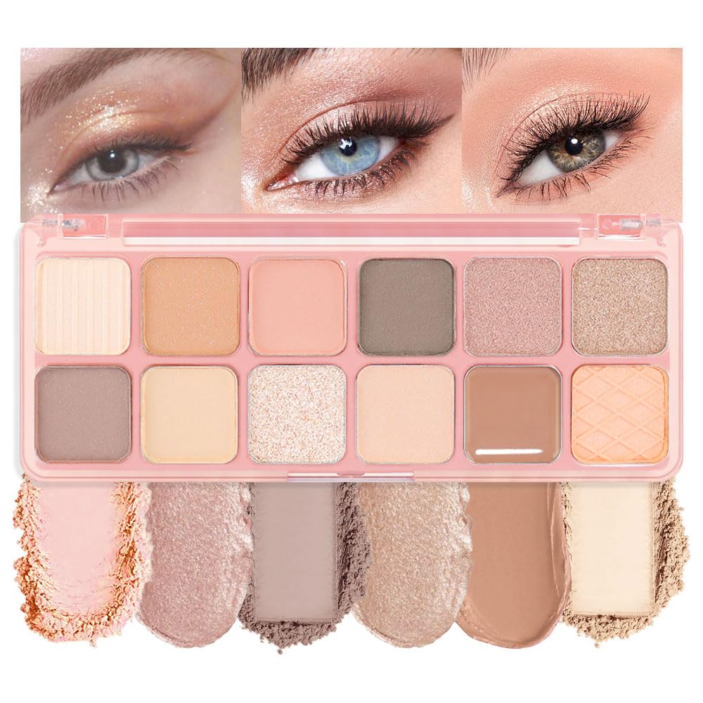 AMY'S DIARY 12Color Light Pink Purple Eyeshadow Palette, Long-Lasting, and Highly Pigmented. Elevate Your Eye Makeup– Unleash Your Unique Style (05#)-BrightBean Baby