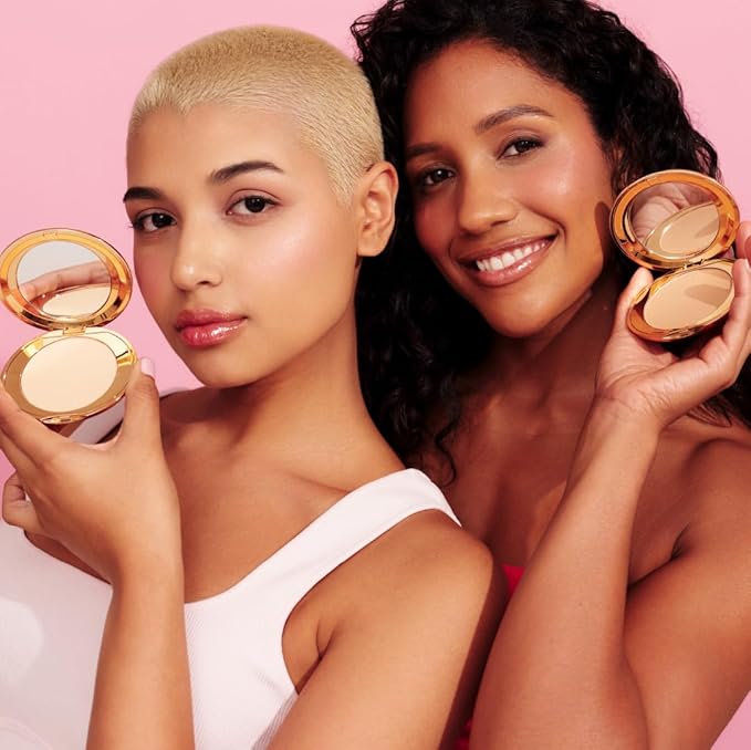 MCoBeauty Miracle Flawless Pressed Powder, Natural Medium Shade, Oil-Control, Soft-Focus Finish with Hydrating Rose Flower Extract & Sweet Almond Oil, Vegan, Cruelty Free Cosmetics-BrightBean Baby