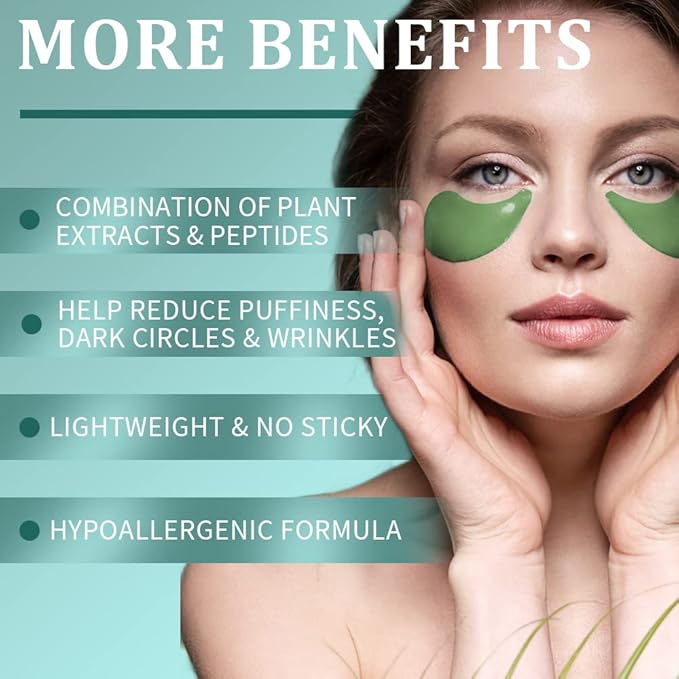 Under Eye Patches, Green Tea Under Collagen Eye Masks for Dark Circles Puffiness Eye Bag Wrinkles, Under Eye Treatment for Men Women, Anti-Aging Brightening Under Eye Gel Pads, 30 Pairs-BrightBean Baby