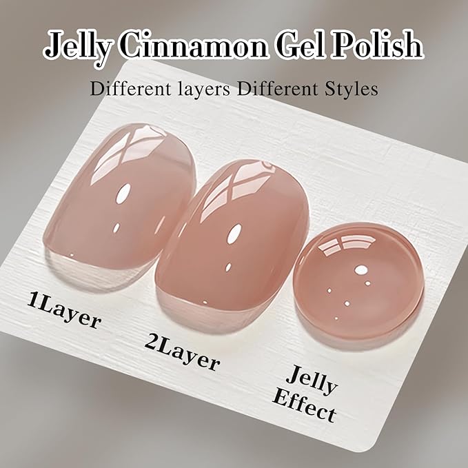Double Rhythm Translucent Gel Polish Sheer Neutral Natural Light Milky Same Color Same Bottle 15ML Jelly UV Polish Nail Art DIY at Home (Jelly Nude Brown-A1492)-BrightBean Baby