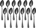 Black Spoons silverware teaspoons set of 12 dessert spoon 6.6inch Food-Grade stainless steel kitchen and dining table spoons (Black)