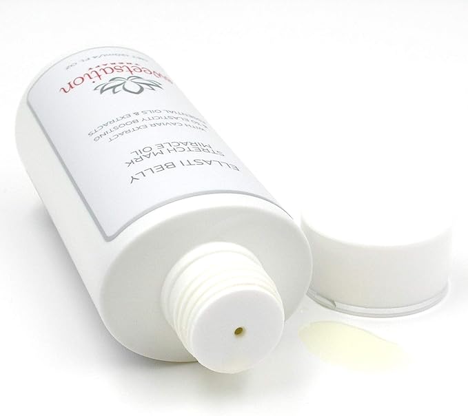 Sweetsation Therapy- Organic EllastiBelly Stretch Mark Miracle Oil, 4oz. Stretch Marks Prevention in Pregnancy With Omega 3,6,9, Vitamins,Amino Acids, 30+ Extracts to Boost Elasticity-BrightBean Baby