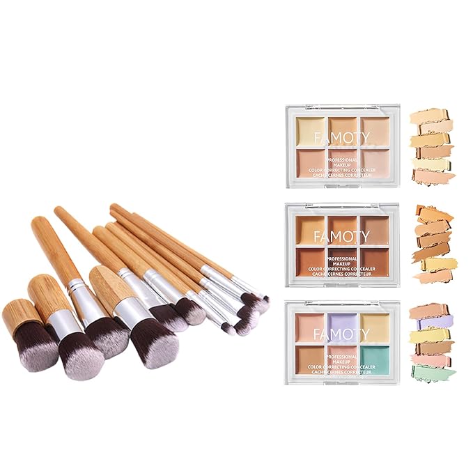 3 Pack Highlight & Contour Pro Palette, with 11 Pcs Premium Makeup Brushes, Waterproof Long-Lasting Full Face Cosmetics Cream Contour 18 Colors Full Makeup Kit for Women Birthday Gift-BrightBean Baby