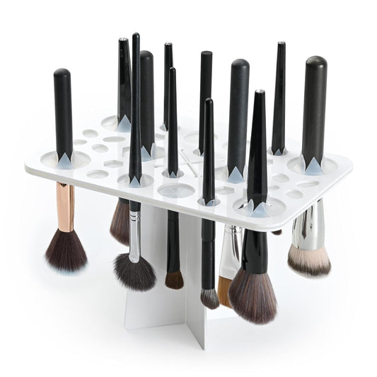 Makeup Brushes Drying Rack, Brushes Dryer, Collapsible 28 Slot Acrylic Brush Holder Stand Tree Tray Support Display for Makeup Artist Acrylic Nail Brushes Makeup Lovers-BrightBean Baby