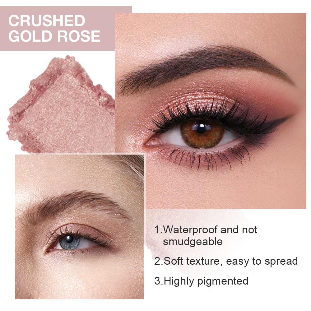 Eye shadow low saturation delicate long-lasting eye shadow palette, Monochrome Glittler Eyeshadow, pressed glitter eyeshadow, Glittle Pressed Powder Single Vegan Eyeshadow, (02 Glittle Brown)-BrightBean Baby