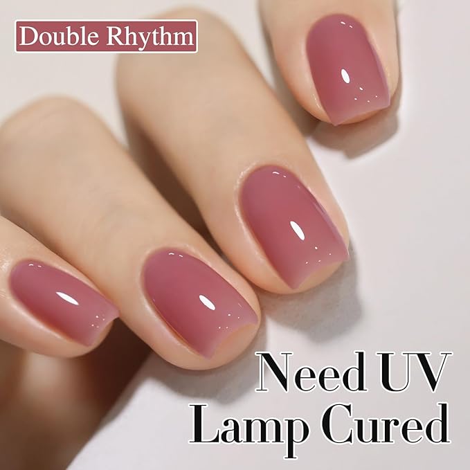 Double Rhythm 0.50 OZ Translucent Gel Polish Same Color Same Bottle Sheer Pastel Neutral Natural Milky 15 ML Jelly UV Nail Art DIY at Home (Light Plum-A1530)-BrightBean Baby