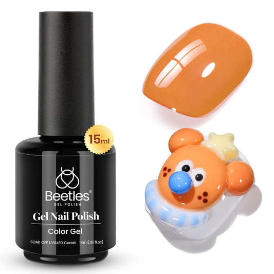 Beetles Burnt Orange Gel Nail Polish, 15Ml Light Persimmon Polish Orange Nail Polish Gel Tropical Soak Off Uv Led Nail Lamp Manicure Salon Diy at home Gift for Women-BrightBean Baby