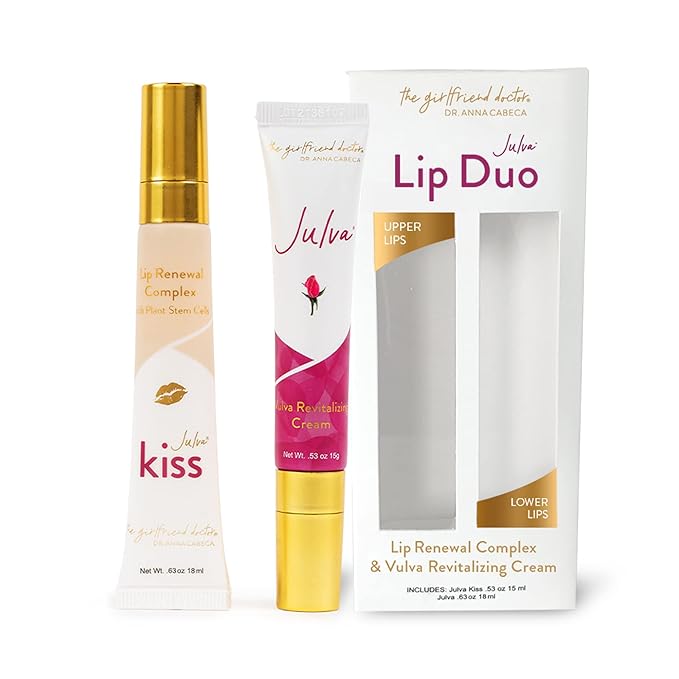 Lip Duo by Dr. Anna Cabeca - Julva Revitalizing Feminine Cream Personal Moisturizer and Julva Kiss Lip Renewal Complex-BrightBean Baby