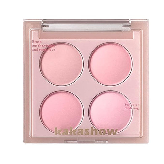 Matte Blush Powder Palette, Blending Mood Cheek, 4 Blendable Shades Korean Fairy Pink Blusher in Lightweight Smooth Powder, Vegan Makeup (Taro 2#, 1.84 ounces)-BrightBean Baby