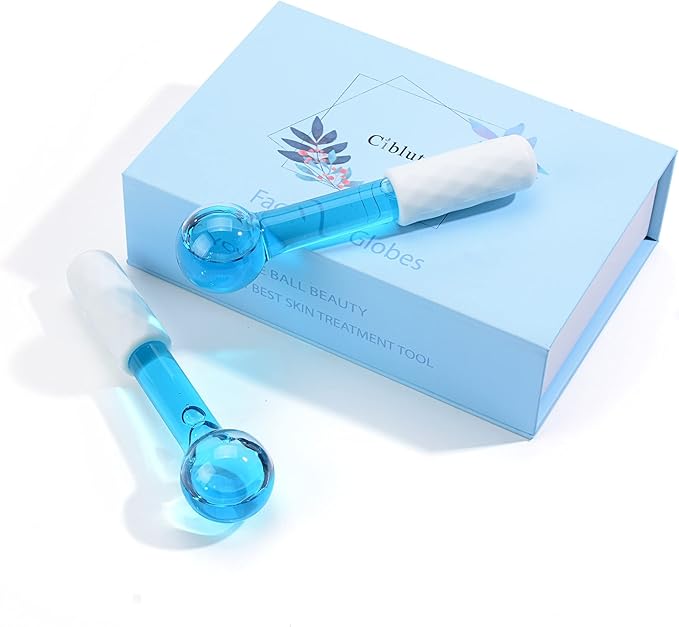 ICE GLOBES SMALL BALLS for Eyes, 2 PCS Blue Facial Globes for Massage Tool, Facial Roller Cold Skin Massagers, Tighten Skin, Reduce Puffiness and Dark Circles, Enhance Circulation-BrightBean Baby